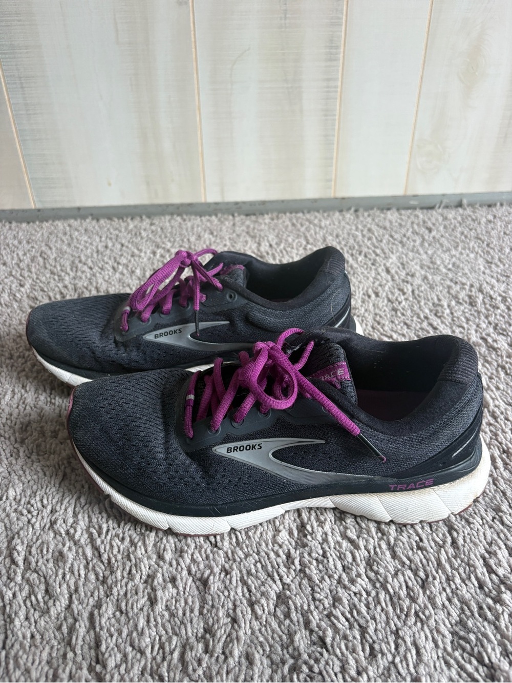 Brooks Women's Black Running Shoes with Purple Laces